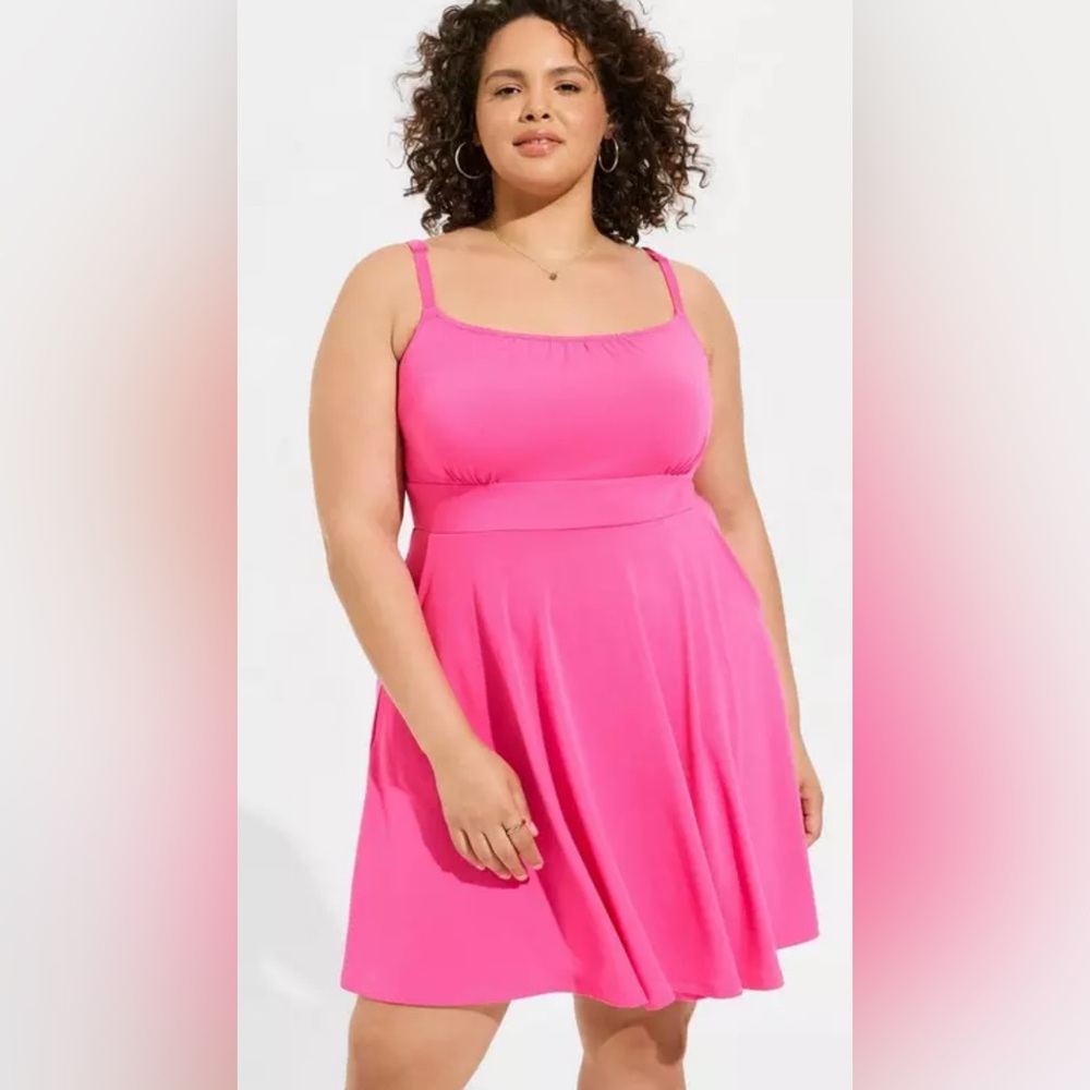 Torrid Pink Mini Foxy Skater Tank Dress